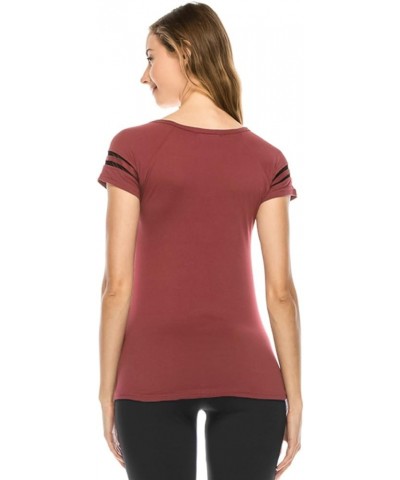 Women's Summer Top Tee - Basic Premium Soft Jersey Stretch Short Sleeve T Shirt Top1211 / Wild Ginger $8.67 T-Shirts