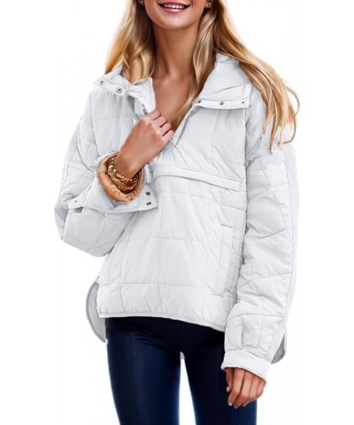 Womens Oversized Hooded Puffer Jacket Lightweight Pullover Hoodies Quilted Dolman Long Sleeve Warm Winter Coat White $22.00 J...