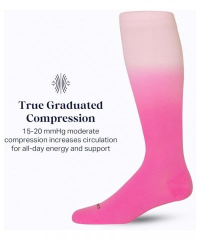 Nylon Knee High Socks - 15-20mmHg Graduated Compression Socks - Soft & Breathable Support Unisex Socks Wide Calf Berry Ombre ...