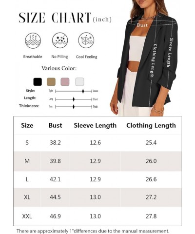 Women's Casual Blazer Jackets Ruched 3/4 Sleeve Open Front Cardigan Work Office Blazers Khaki $19.37 Blazers