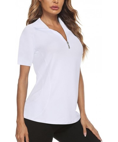 Women's Sleeveless Golf Tennis Polo Shirts Zip Up Workout Tank Tops (S-2XL) White $16.52 Shirts