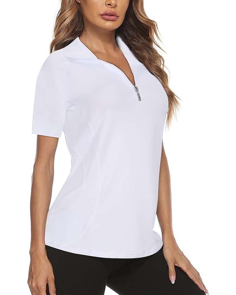 Women's Sleeveless Golf Tennis Polo Shirts Zip Up Workout Tank Tops (S-2XL) White $16.52 Shirts