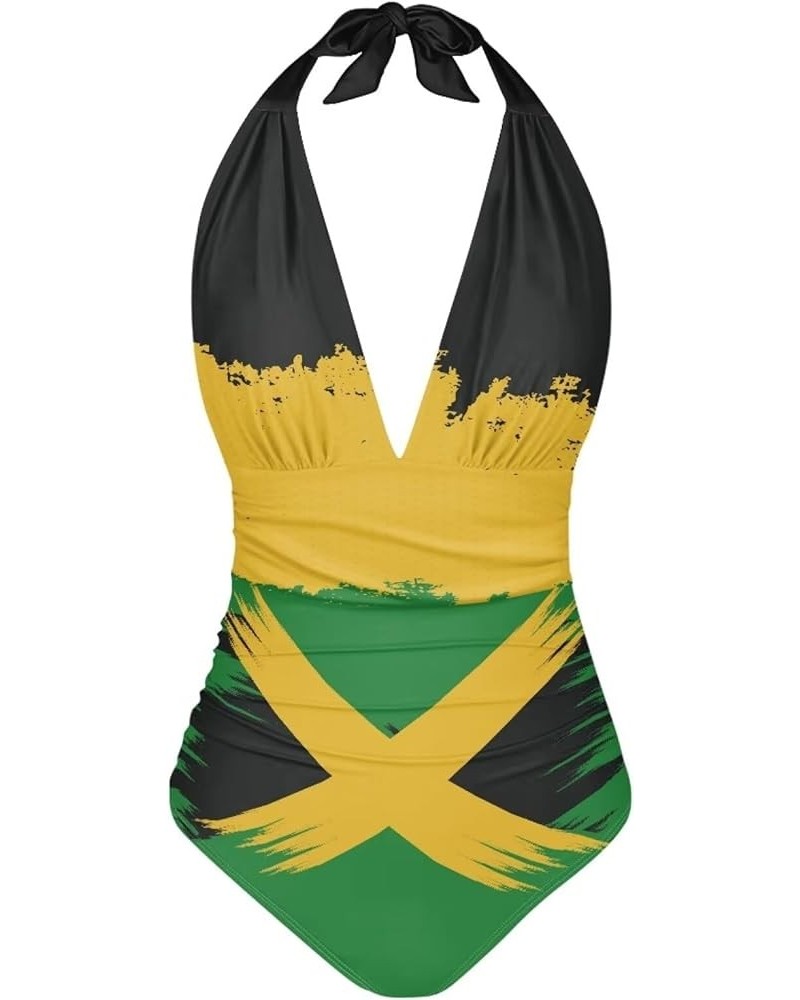 Women's One Piece Swimsuits Tummy Control Bathing Suits Jamaican Flag $13.34 Swimsuits