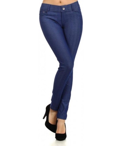 Women's Solid Color 5 Pocket Fashion Jegging Rhinestones New Pattern 2016 Denim Blue $10.96 Leggings