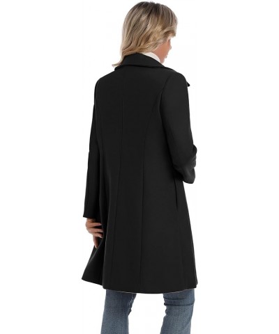 Women's Notched Lapel Double Breasted Wool Blend Outwear Winter Coat Black $31.15 Coats