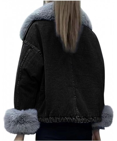 Winter Coats Women 2022 Faux Fur Jean Jacket Hoodies Puffer Denim Jackets Lined Warm Fluffy Fleece Thicken Outwear 06 Black $...