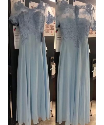 Women's Laces Mother of The Bride Dresses Short Sleeve Chiffon Formal Evening Wedding Gowns Bean Green $33.18 Dresses