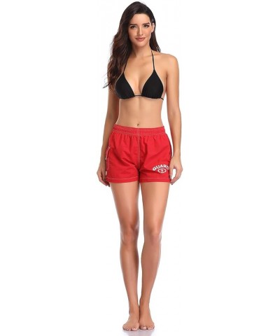 Women's Guard Quick Dry Swim Board Shorts Swimsuit Red $11.50 Swimsuits