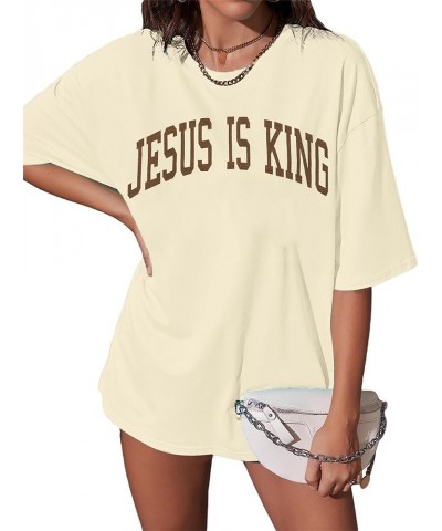 Christian Oversized Shirt Women Jesus Tshirt Jesus Love You Shirts Jesus Faith Tops Bible Verse Inspirational Tee Apricot $12...