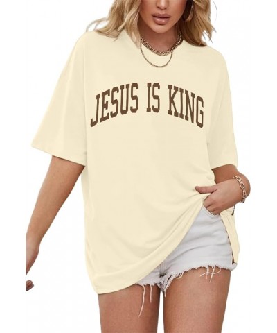 Christian Oversized Shirt Women Jesus Tshirt Jesus Love You Shirts Jesus Faith Tops Bible Verse Inspirational Tee Apricot $12...