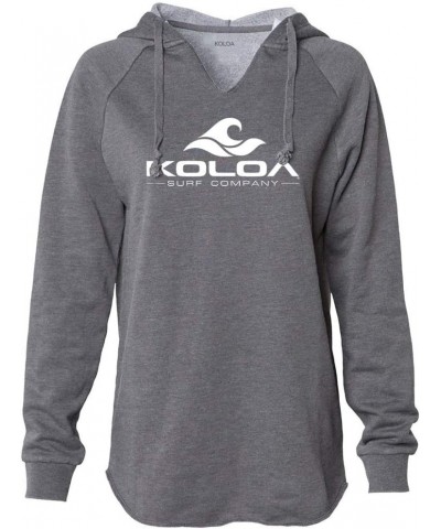 Koloa Surf Womens Lightweight Wave Wash Classic Wave Logo Hoodie in Sizes XS-2XL Shadow / White Logo $22.88 Activewear