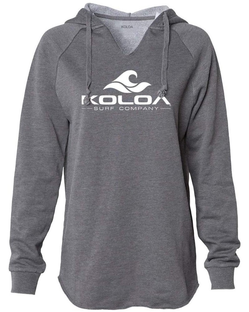 Koloa Surf Womens Lightweight Wave Wash Classic Wave Logo Hoodie in Sizes XS-2XL Shadow / White Logo $22.88 Activewear