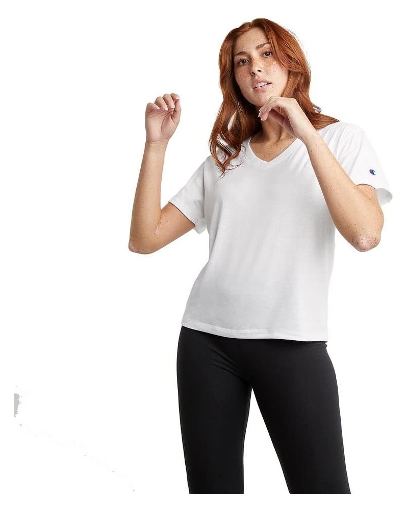 Women's Plus Size Powerblend Tee, Women's V-Neck Tee, Women's Short-Sleeve T-Shirt White-407d55 $8.92 T-Shirts