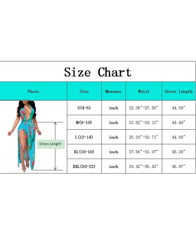 Women's Sexy Split Maxi Party Dress Deep V Neck Backless Floral Beach Cover Up Dress Light Blue1 $19.75 Swimsuits