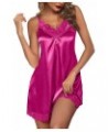 Women's Satin Nightgown V-neck Lace Chemise Sleepwear Soft Lingerie for Women S-XXL Rose Pink $11.00 Sleep & Lounge