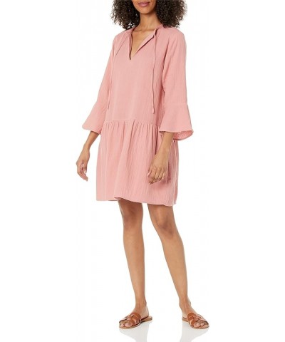 Women's Summer Gauze Bell Sleeve Mini Dress Rosette $30.98 Dresses