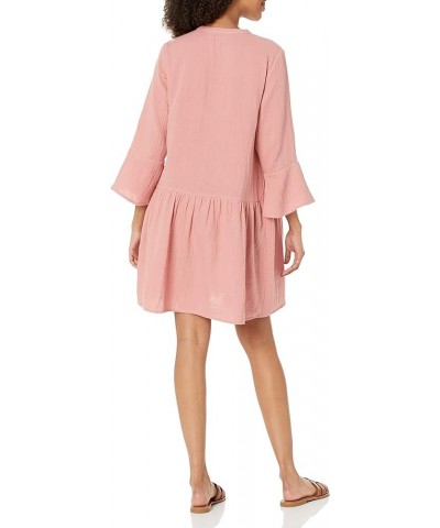 Women's Summer Gauze Bell Sleeve Mini Dress Rosette $30.98 Dresses