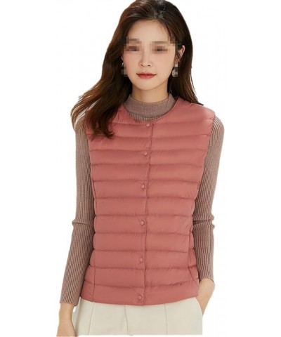 Autumn Women Duck Down Vest Ultra Light Down Vest Jacket Winter Round Collar Slim Sleeveless Coat 1red $21.31 Vests