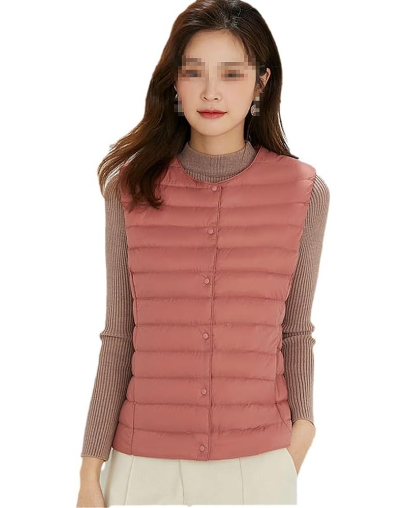 Autumn Women Duck Down Vest Ultra Light Down Vest Jacket Winter Round Collar Slim Sleeveless Coat 1red $21.31 Vests