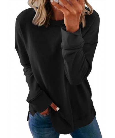 Women's Crewneck Tunics Color Block Comfy Soft Long Sleeve T Shirt Tops Solid-black $15.75 Hoodies & Sweatshirts