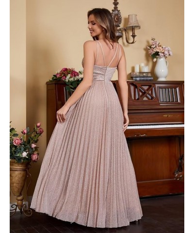 Spaghetti Strap Long Prom Dresses for Women 2024 Ball Gown A Line V-Neck Sparkly Formal Evening Gowns for Wedding B-royal Blu...