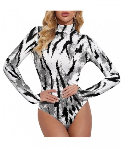 Black Pattern, Background Women's Sexy Round Neck Long Sleeve Tops Bodysuit Jumpsuit L XX-Large Style-5 $13.86 Bodysuits