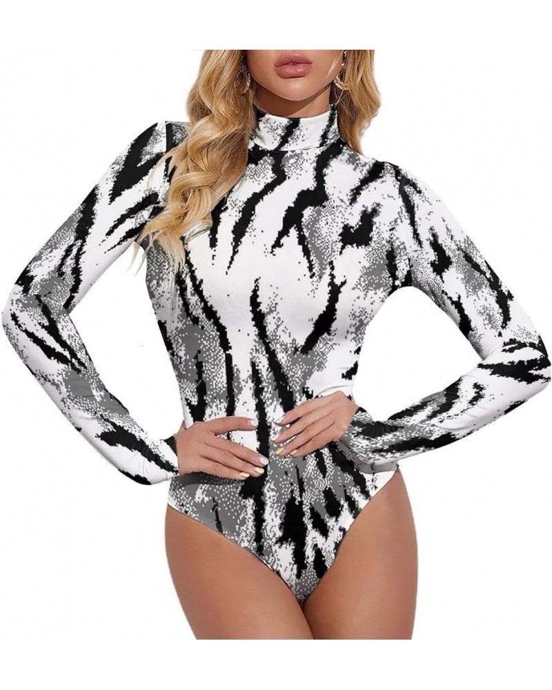 Black Pattern, Background Women's Sexy Round Neck Long Sleeve Tops Bodysuit Jumpsuit L XX-Large Style-5 $13.86 Bodysuits