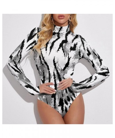 Black Pattern, Background Women's Sexy Round Neck Long Sleeve Tops Bodysuit Jumpsuit L XX-Large Style-5 $13.86 Bodysuits