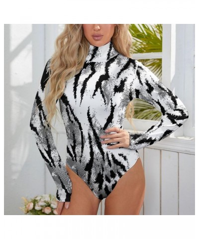 Black Pattern, Background Women's Sexy Round Neck Long Sleeve Tops Bodysuit Jumpsuit L XX-Large Style-5 $13.86 Bodysuits