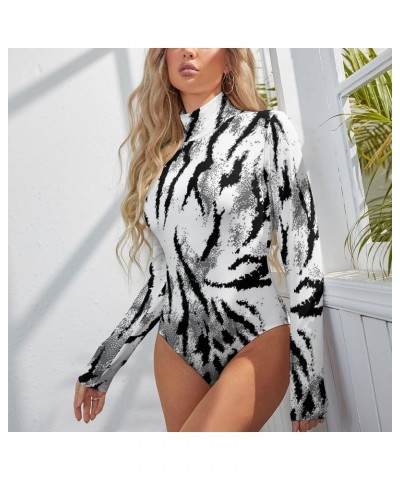 Black Pattern, Background Women's Sexy Round Neck Long Sleeve Tops Bodysuit Jumpsuit L XX-Large Style-5 $13.86 Bodysuits