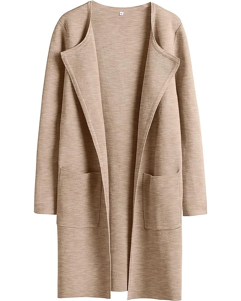 Women's Cardigan Sweater Casual Lapel Open Front Long Jackets Fall Winter Wool Coat 2023 Trench Clothes Apricort $26.51 Coats