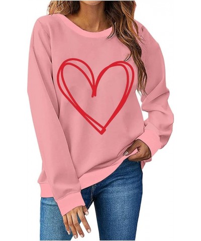 Valentine's Day Shirts for Women Love Heart Graphic Pullover Long Sleeve Casual Loose Sweatshirts Trendy Crewneck Top A9 $8.9...