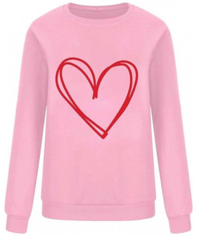 Valentine's Day Shirts for Women Love Heart Graphic Pullover Long Sleeve Casual Loose Sweatshirts Trendy Crewneck Top A9 $8.9...