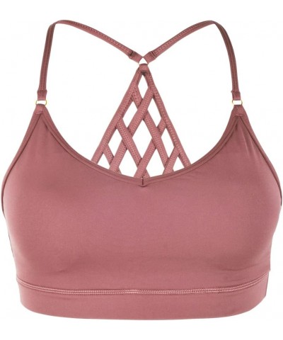 Women's Strappy Sports Bra Medium Impact Sexy Crisscross Back Padded Workout Running Yoga Bra Brick Red $9.24 Lingerie