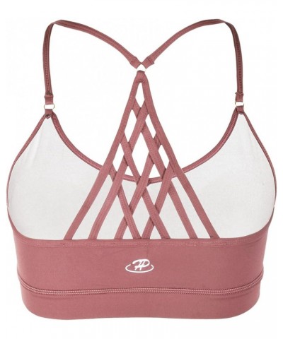 Women's Strappy Sports Bra Medium Impact Sexy Crisscross Back Padded Workout Running Yoga Bra Brick Red $9.24 Lingerie