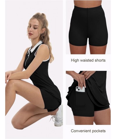 Womens Two Piece Tennis Golf Dress UPF 50+ Sports Wear Dresses for Women with Pocket Separate Shorts 01black $23.75 Dresses