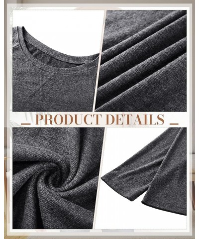 2 Pack Women's Long Sleeve Shirts, Loose Fit Crew Neck Tunic Tops Loose Fit Side Split Basic Pullover Tee Shirts Black, Gray ...