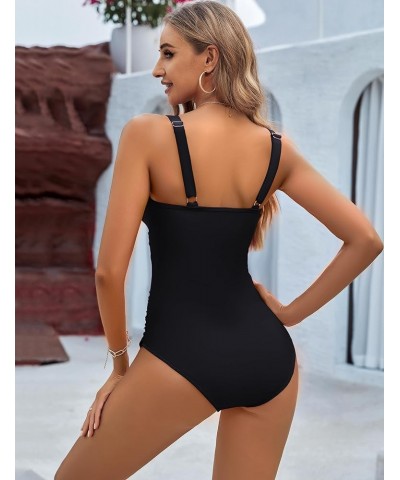 Women's Tummy Control Swimsuits Mesh Sexy One Piece Bathing Suits Slimming V Neck Swimwear A-Solidcolor Black51 $19.71 Swimsuits