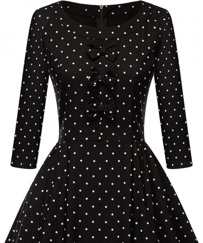 Vintage Dresses 3/4 Sleeves Bowknot Dress Homecoming Cocktail Dress Dot $24.74 Dresses