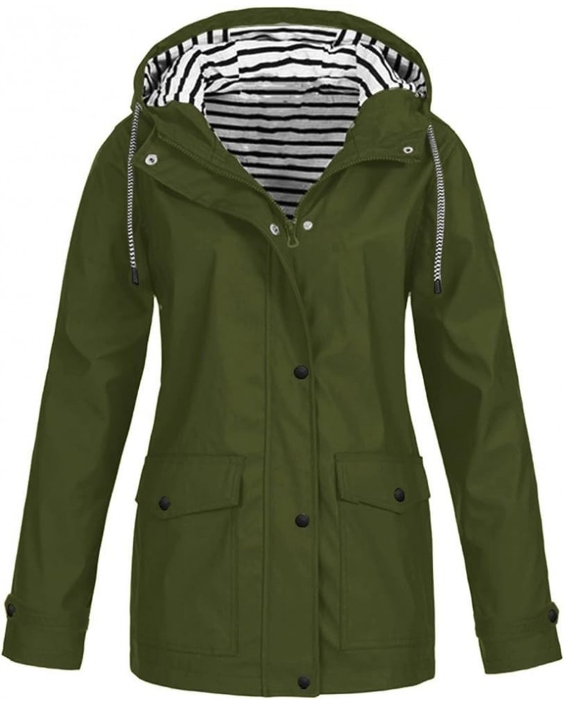 Women's Raincoats Waterproof With Hood Solid Rain Jacket Warm Winter Snow Coat Hooded Jacket, S-5XL 1-army Green $14.95 Jackets