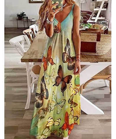 Summer Dresses for Women Maxi Dress Boho Sundress Casual Hawaiian V-Neck Sleeveless Vacation Beach Long Dress 3 Yellow&butter...