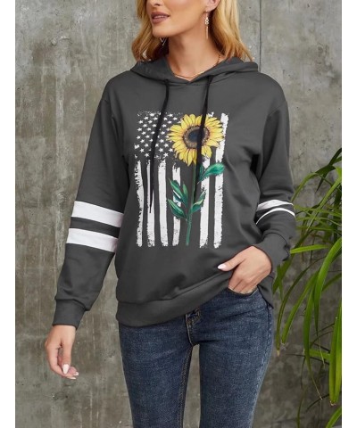 Women Sunflower Print Sweatshirts Color Block Long Sleeve Hoodies Lightweight Drawstring Pullover Tops Dark Grey $16.49 Hoodi...