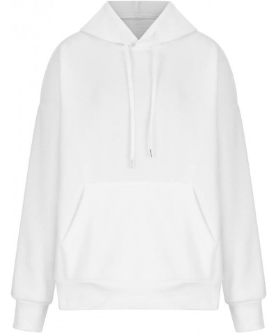 Hoodies for Women Fleece Plain Sweatshirt Y2K Hoodie Drawstring Hooded Pullover Sweaters Tops with Pocket A016-white $7.27 Ho...