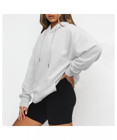 Hoodies for Women Fleece Plain Sweatshirt Y2K Hoodie Drawstring Hooded Pullover Sweaters Tops with Pocket A016-white $7.27 Ho...