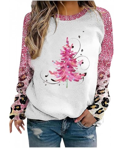 Funny Christmas Shirts for Women 2023 Christmas Tree Pullover Tunic Tops Color Block Long Sleeve Crewneck Sweatshirts B,pink ...