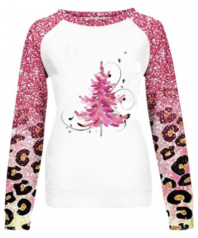 Funny Christmas Shirts for Women 2023 Christmas Tree Pullover Tunic Tops Color Block Long Sleeve Crewneck Sweatshirts B,pink ...