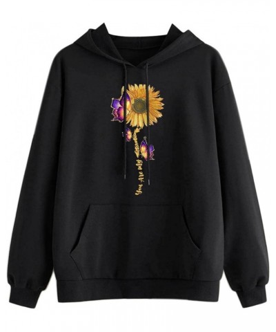 Cute Graphic Hoodies for Teen Girl Women Fashion Sunflower Print Hooded Sweatshirt with Pocket Tops Wine-bkac-bk $8.94 Hoodie...