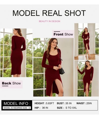 Women's 2023 Fall Sweater Dress Long Sleeve V Neck Cable Knit Chunky Bodycon Pullover Jumper Sweaters Red-q $25.19 Sweaters