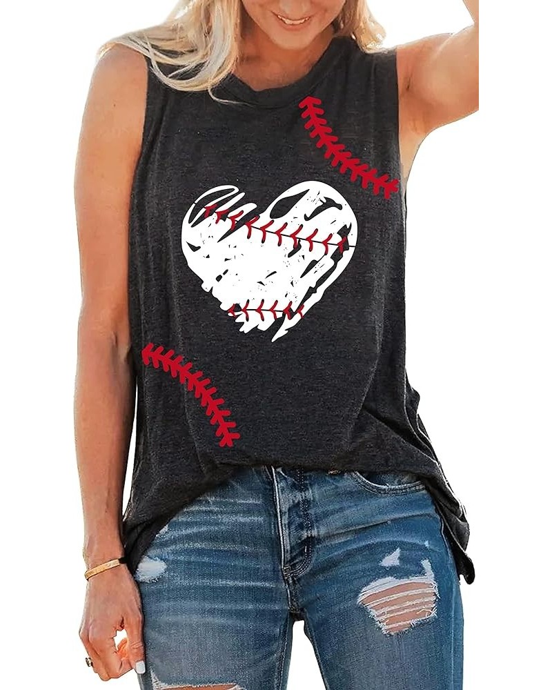 Baseball Mom Shirt Tank Tops Baseball Love Graphic Tee Shirts Women Summer Casual Loose Sleeveless Shirt Darkgrey3 $11.93 Tanks