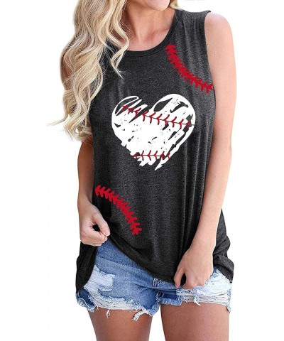 Baseball Mom Shirt Tank Tops Baseball Love Graphic Tee Shirts Women Summer Casual Loose Sleeveless Shirt Darkgrey3 $11.93 Tanks